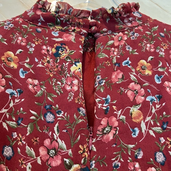 NWOT Forever 21 Floral Long Sleeve Chiffon Tiered Dress Size L - Picture 6 of 7